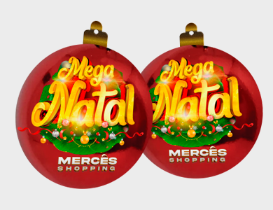 Móbile Bolinha de Natal Grande PVC 0,3 mm Verniz Frente e Verso 17,4x20,4 cm - 4x4 - 250 unid