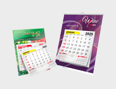 Folhinha com Bloco de Calendário 2026 Supremo 300g Verniz Total Frente 20x27cm - 4x0 - 10 unid