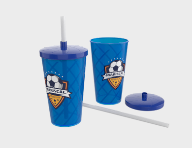 Copo Tornado com Tampa e Canudo 540ml - 1 Cor de Impressão - 1x1 - 1000 unid