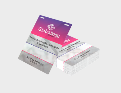 Credencial com Dois Furos Presilha Arte Única PVC 0,3mm branco 11,5x14cm - 4x0 - 500 unid