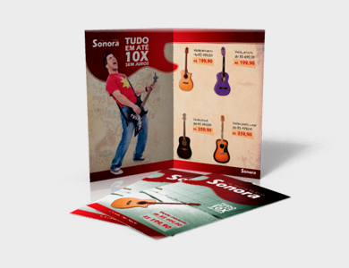 Folder com 1 Dobra Couchê 120g Verniz Total Frente e Verso 15x10cm - 4x4 - 10000 unid