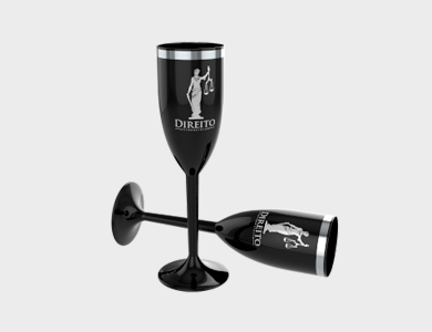 Taça de Champagne com Borda Metalizada 215ml - 1 Cor de Impressão - 1x1 - 50 unid